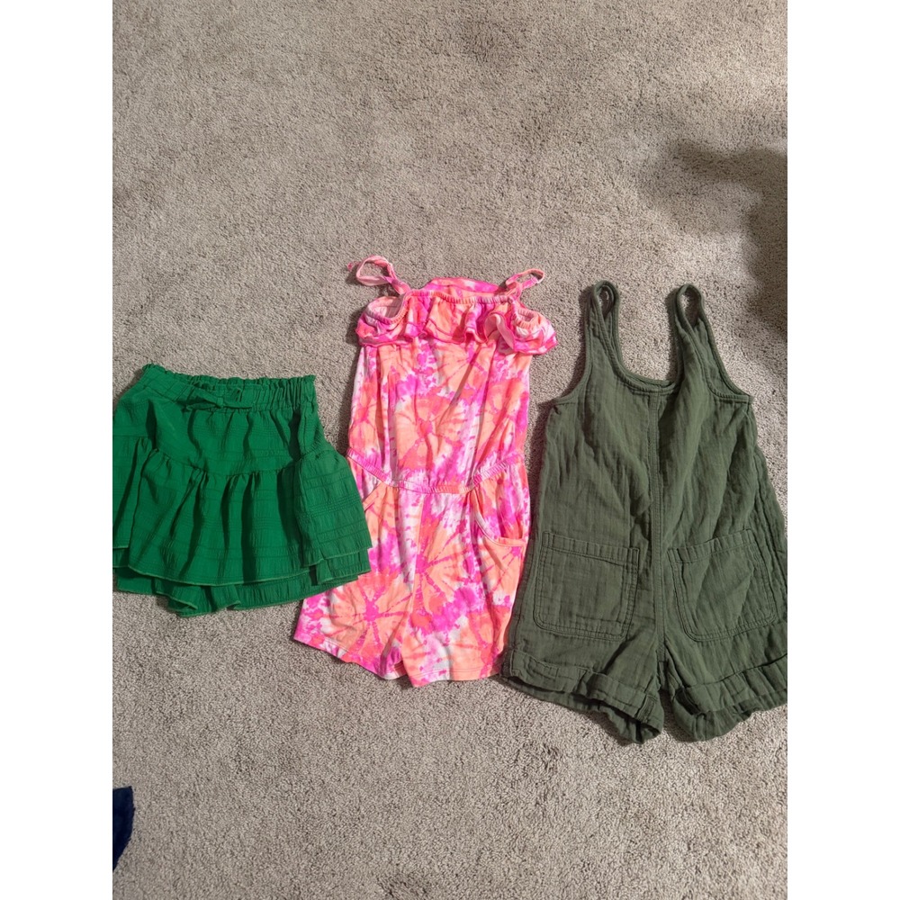 Girls Summer Bundle Circo‎ Tie Dye Romper Olive Gauze Romper SHEIN Green Skirt 8